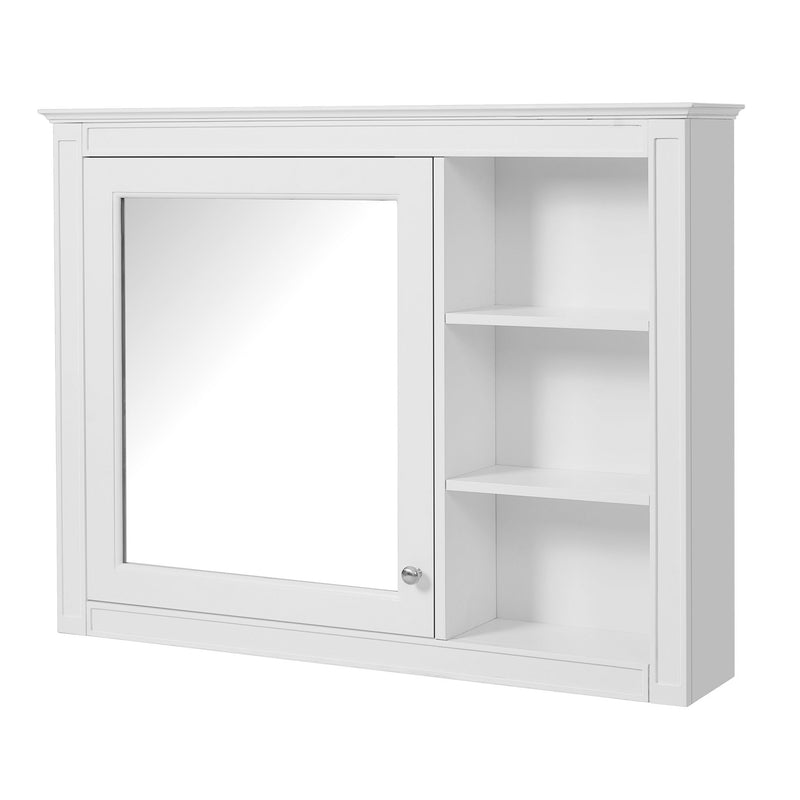 Wall Mounted Medicine Cabinet With Mirror, Adjustable Shelf - White