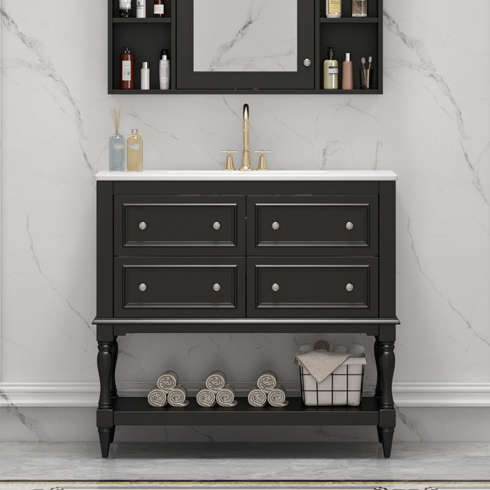 Bathroom Vanity Cabinet With Undermount Sink, 4 Drawer Set