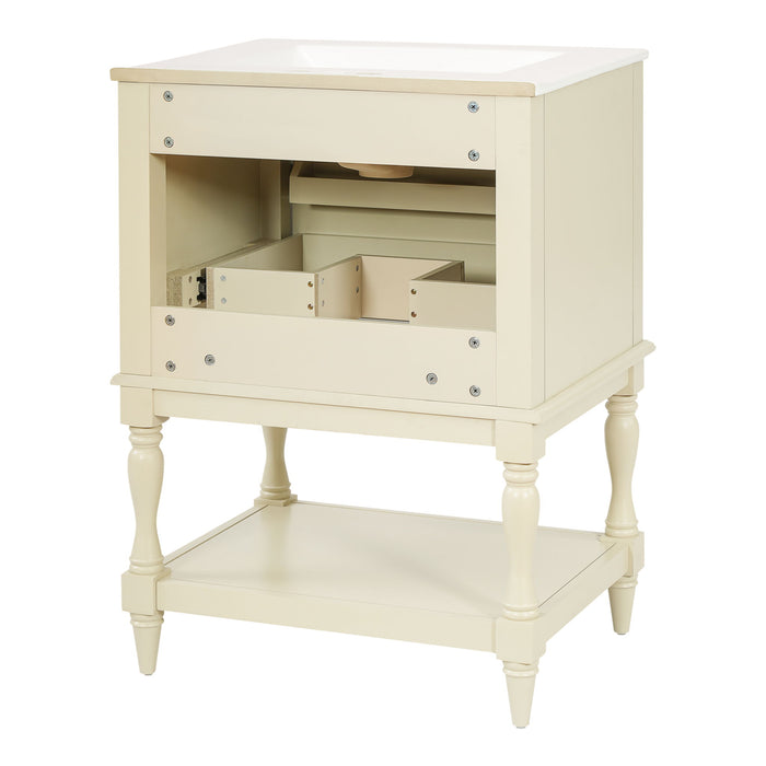 Bathroom Vanity With Sink, 2 Drawers Storage Cabinet, Open Shelf