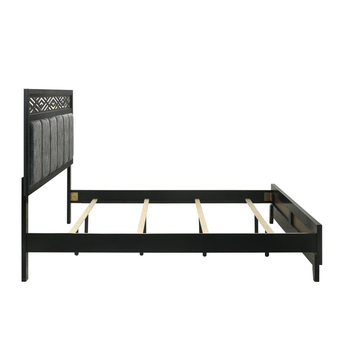Obsidian 6/6-6/0 Ek/Wk Headboard, Footboard & Slats-Black