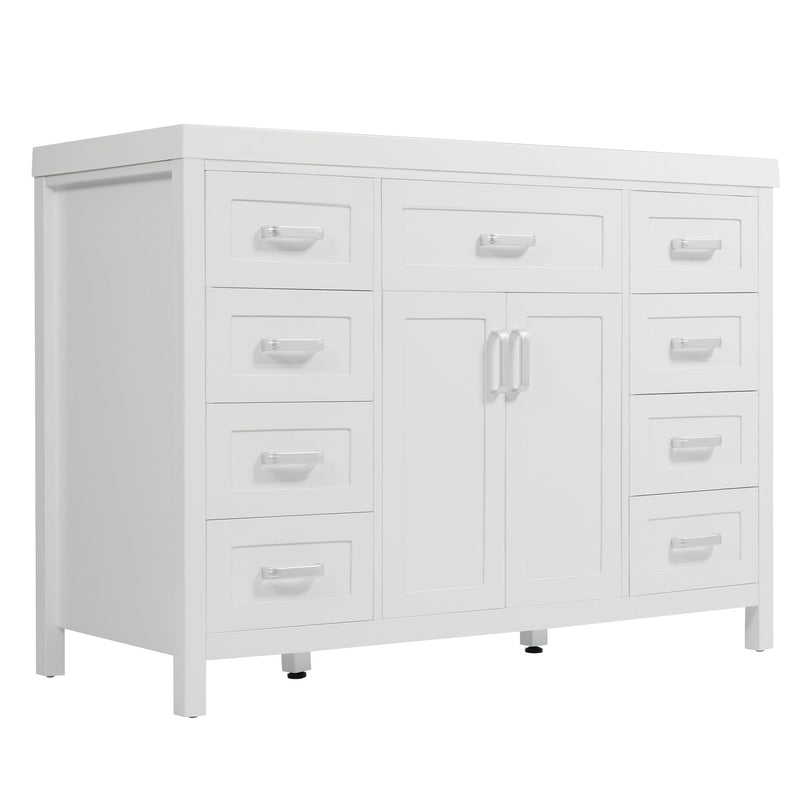 Bathroom Vanity With Sink, 2 Doors 8 Drawers, Soft Close System, Classic Design