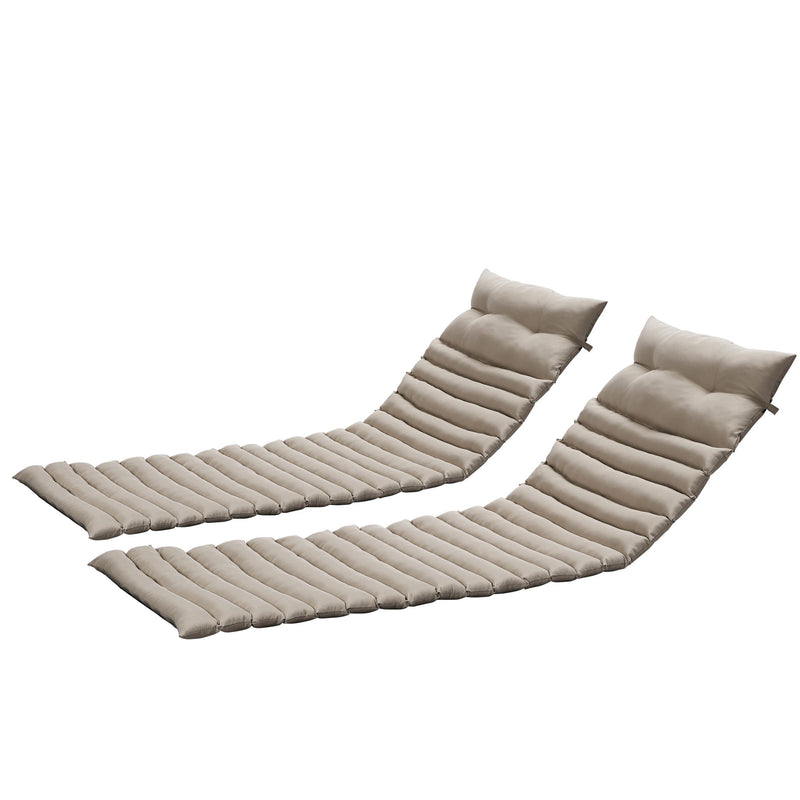 2 Piece Outdoor Chaise Lounge Chair Cushion Set