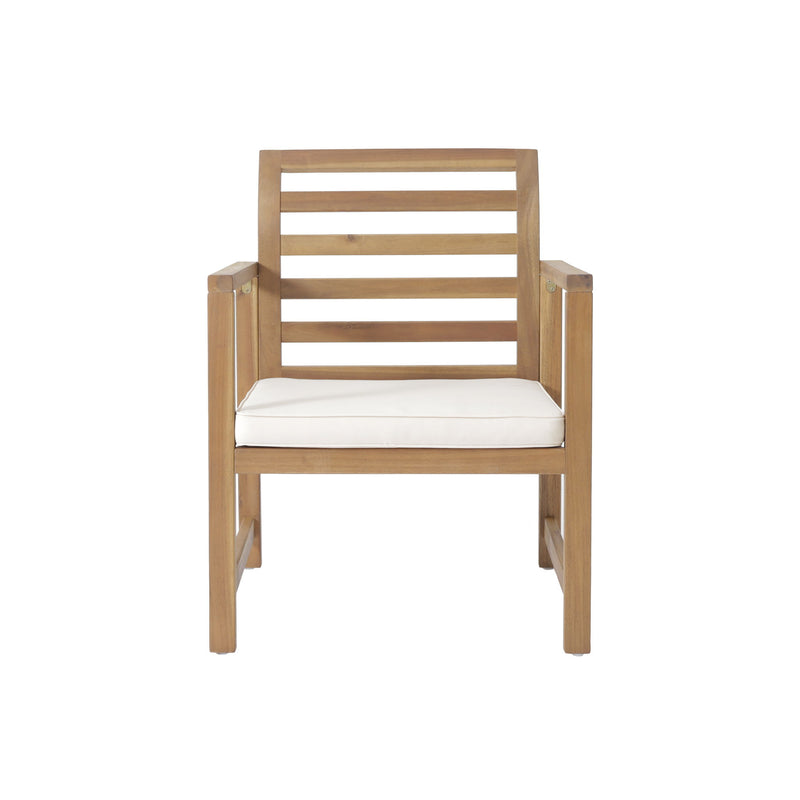 Outdoor Acacia Wood Club Chairs, 2 Pieces Set - Natural Stained / White