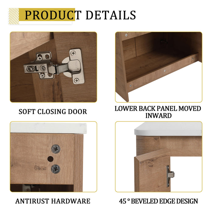 Wall Mounted Bathroom Vanity & Art Sink & 1 Soft Close Door