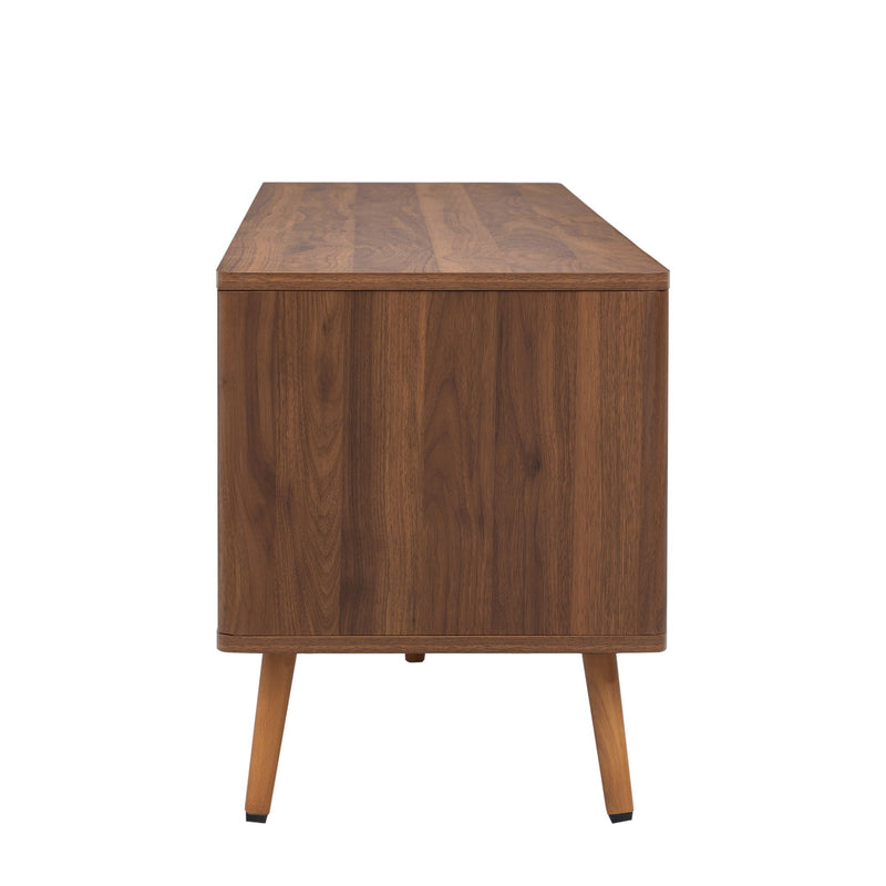 TV Stand With 2 Drawers, Media Console Table For TVs Up To 80'' For Living Room - Walnut