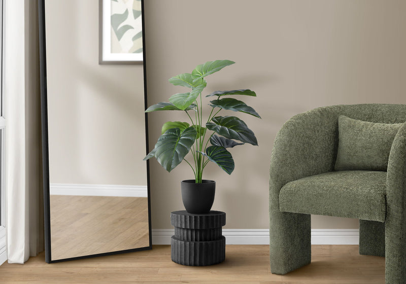 24" Tall, Artificial Plant, Alocasia, Indoor, Faux, Fake, Table, Greenery, Potted, Real Touch, Decorative - Green / Black