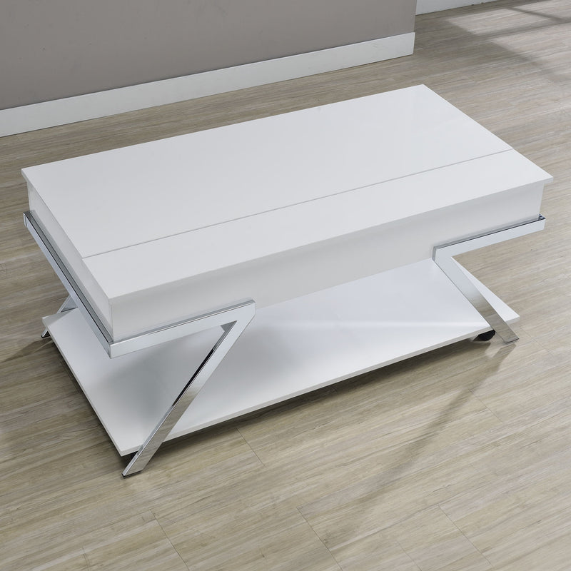 Zena - Lift-Top Cocktail Table With Casters - White