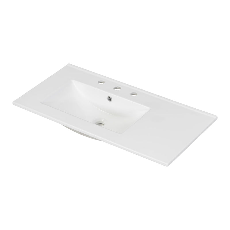 Bathroom Vanity With Ceramic Sink Combo, Abundant Storage Cabinet 2 Soft Close Doors And 5 Drawers