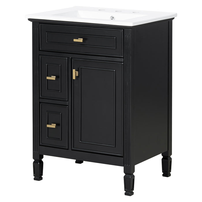 Modern Bathroom Vanity With Sink, Flip Drawer, 2 Drawers, Adjustable Shelf