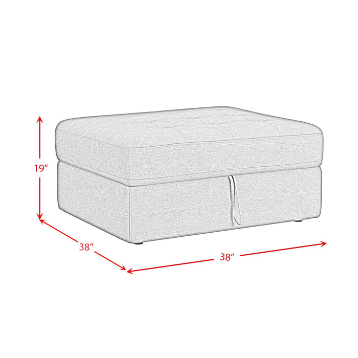 Options One Storage Ottoman in Palmer Plus Ash