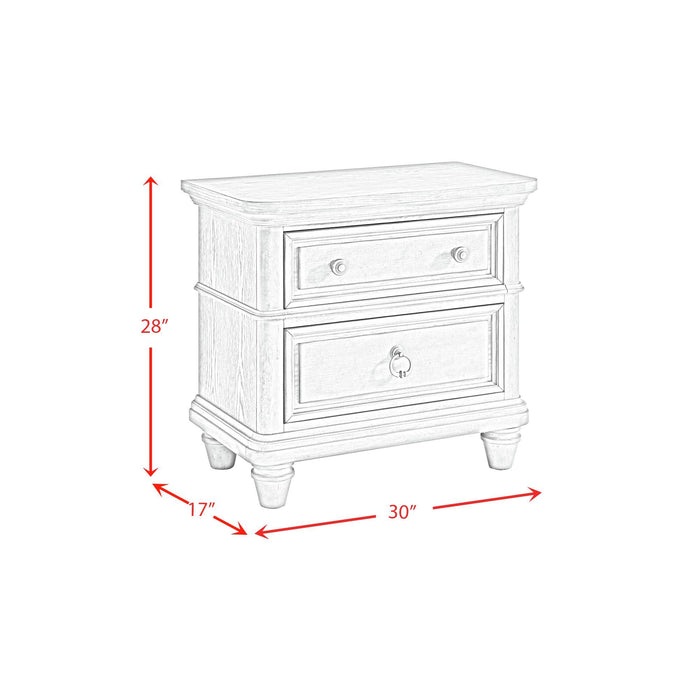 Whit-Ash - 2-Drawer Nightstand With USB - Light Gray