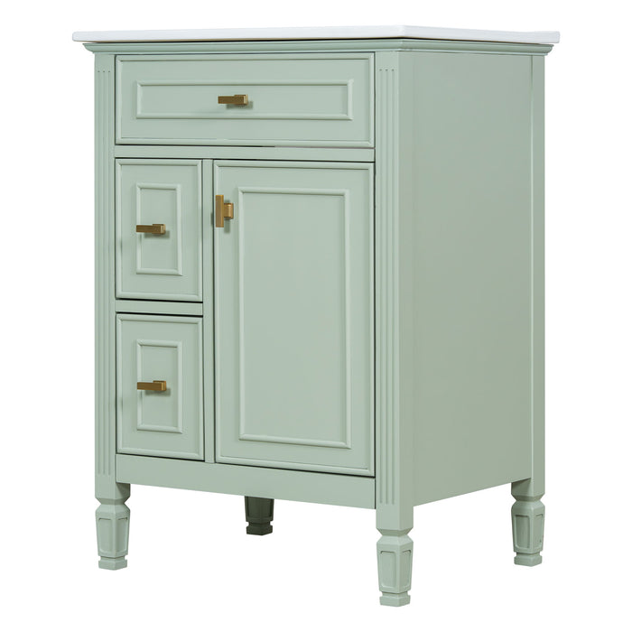Bathroom Vanity With Sink, Flip Drawer, 2 Drawers, Adjustable Shelf