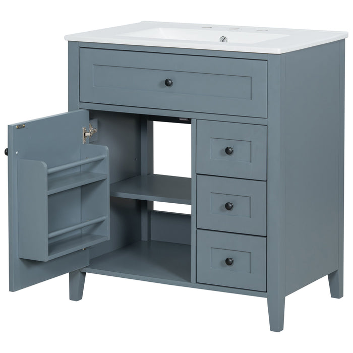 Bathroom Vanity With Sink, 3 Drawers And Adjustable Shelf