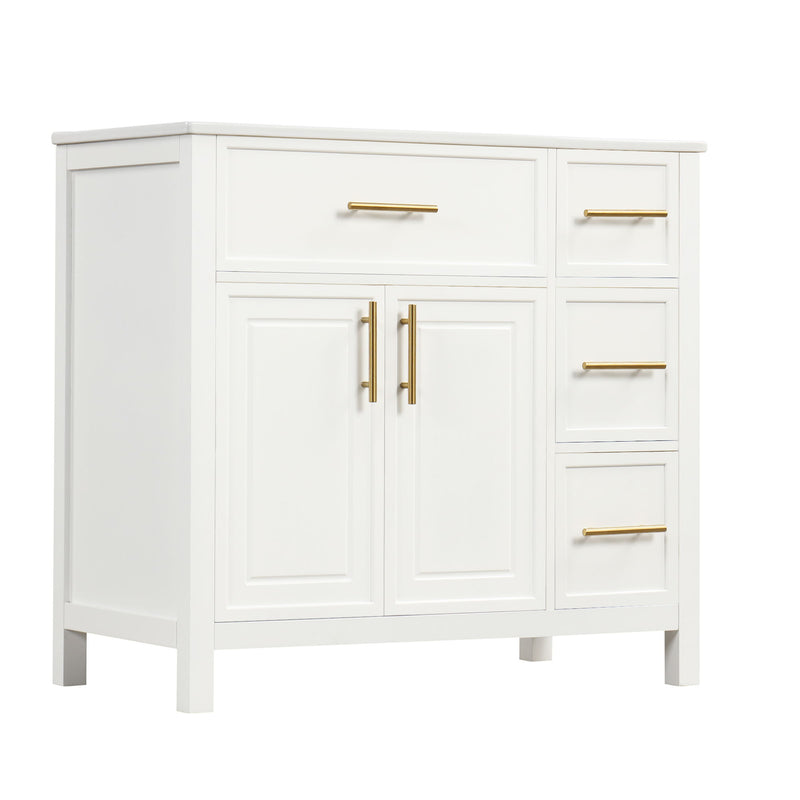 Modern Bathroom Vanity With Sink Top, 2 Doors And 3 Drawers