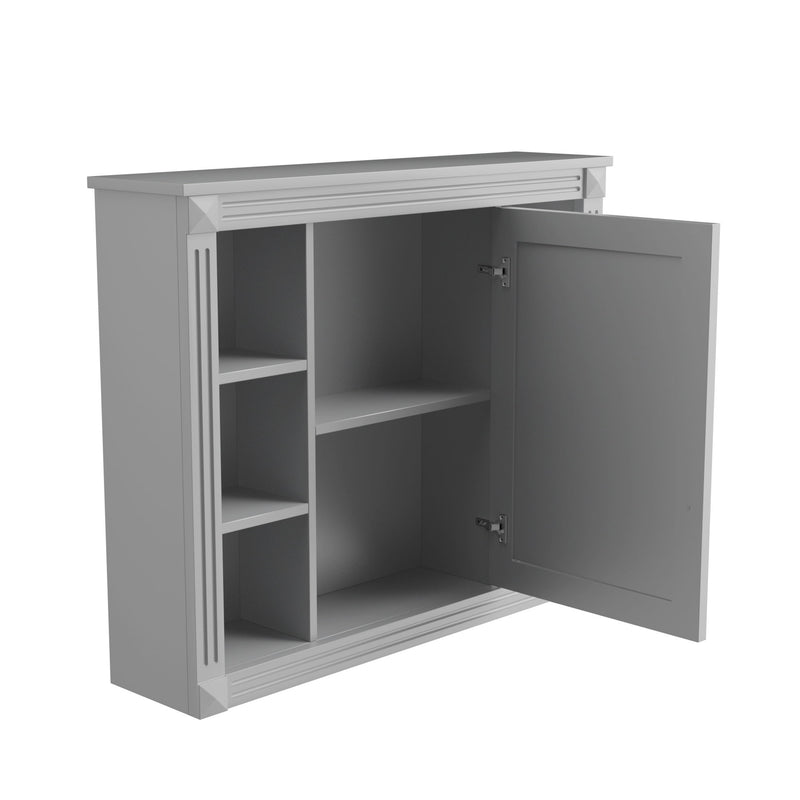 Wall Mounted Bathroom Storage Cabinet With Mirror, Cabinet With 6 Open Shelves And Adjustable Interior