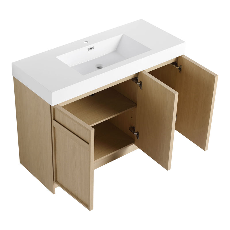 Freestanding Bathroom Vanity With Resin Sink & Soft Close Cabinet Doors