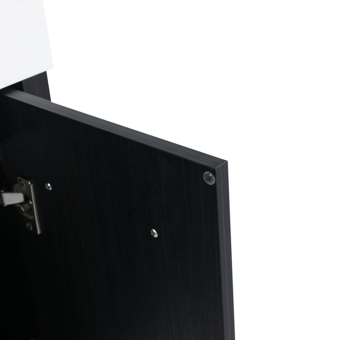 Modern Wall Mounted Bathroom Vanity With Resin Sink And Storage Rack