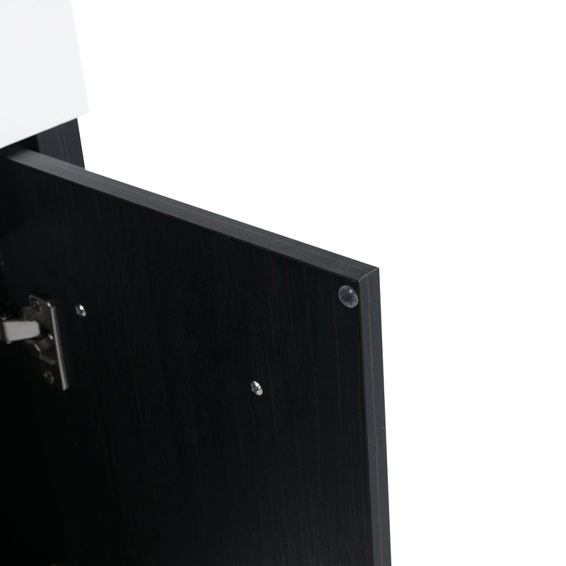 Modern Wall Mounted Bathroom Vanity With Thick Edge Resin Sink And Storage Rack