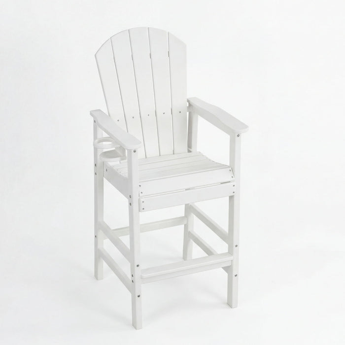 Bar Height Adirondack Chair With Cup Holder And Armrests