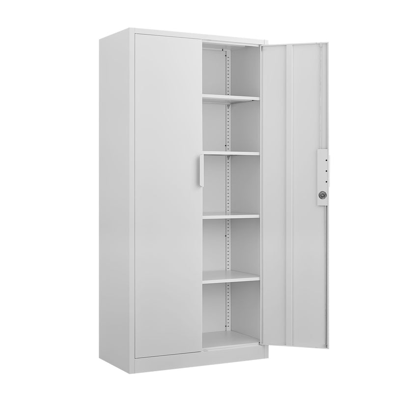 2 Door File Cabinet With Lock, 4 Adjustable Shelves, Heavy-Duty