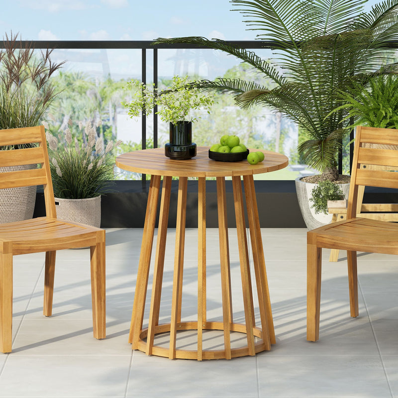 Outdoor Round Top Dining Table, Round Bistro Table - Teak