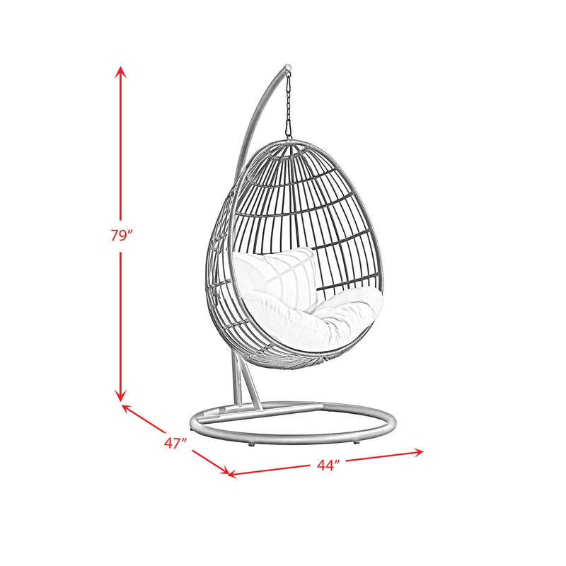 Playa - Swing Egg Chair With Base And Pillar - Dark Gray / Beige