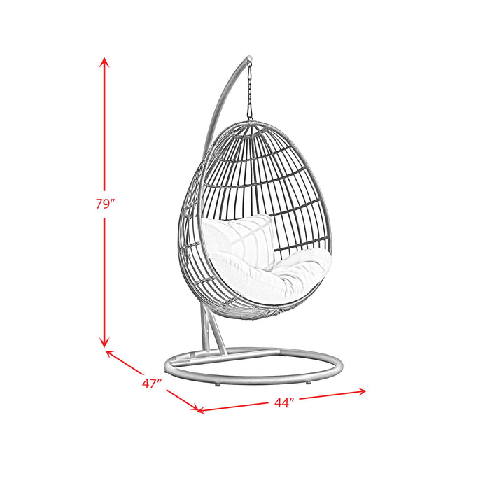 Playa - Swing Egg Chair With Base And Pillar - Dark Gray / Beige