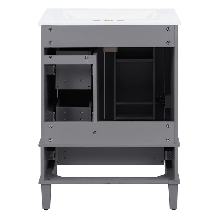 Bathroom Vanity With Integrated Basin, Soft Close Drawers, Door Mounted Double Layer Shelf