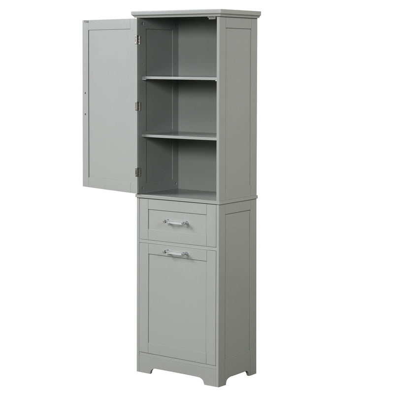 Tall Freestanding Bathroom Storage Cabinet With Adjustable Shelf And 2 Drawers