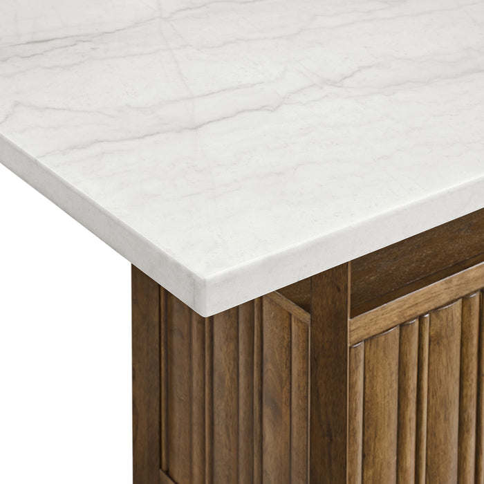 Carmela - Rectangular Counter Table With Marble Top - Brown / White