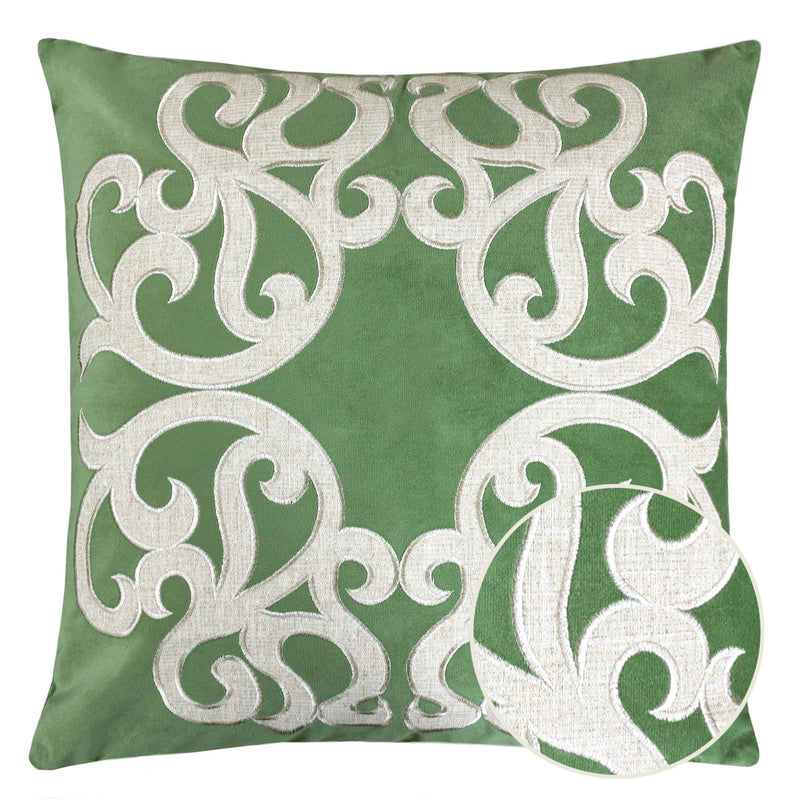Dora - Vintage Vine Pillow Covers With Hidden Zipper (Set of 2) - Green