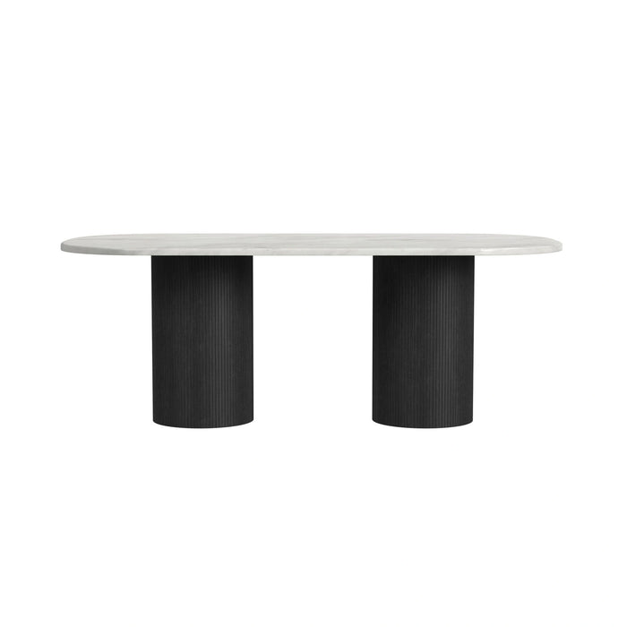 Sylvie Oval Dining Table with White Faux Marble Top