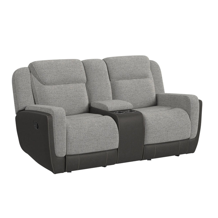 Hornet Motion Glider Loveseat with Console in Rancho Grey