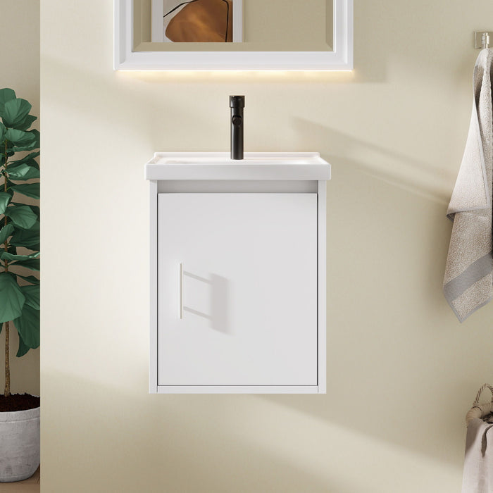 20" Floating Bathroom Vanity Combo With Wall Cabinet, Ceramic Sink & Soft Close Doors - White