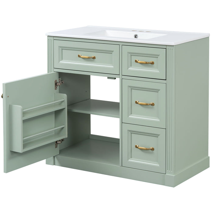 Modern Bathroom Vanity With Sink, 4 Drawers, Soft-Close Door, Adjustable Shelf