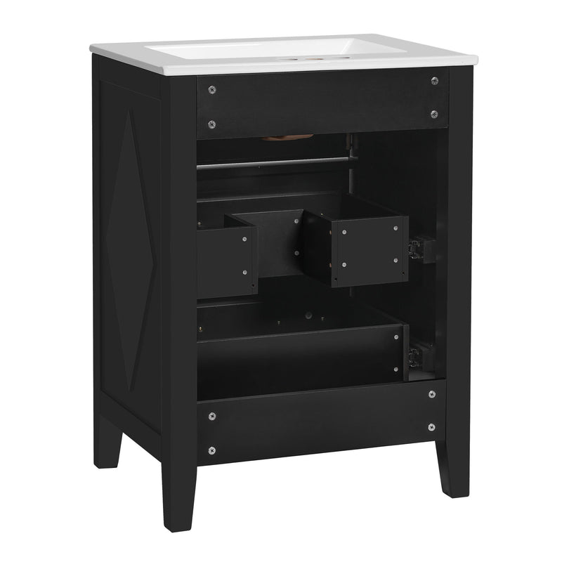 Bathroom Vanity With Sink, Free Standing Single Set, 3 Drawer Storage Cabinet
