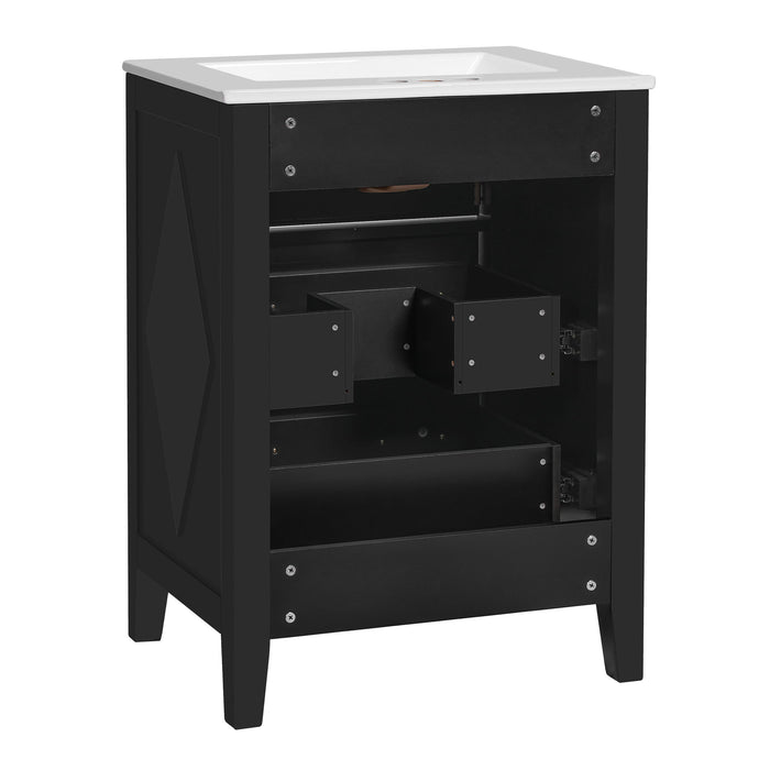 Bathroom Vanity With Sink, Free Standing Single Set, 3 Drawer Storage Cabinet
