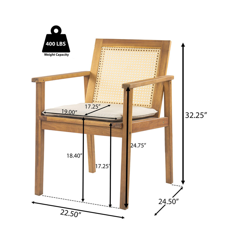 Preston - Outdoor Dining Chair With Cushion (Set of 2) - Teak / Beige