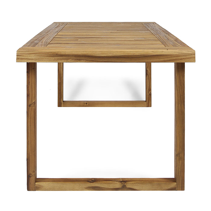Outdoor 7 Piece Dining Set With Cushions - Sandblasted Natural / Beige