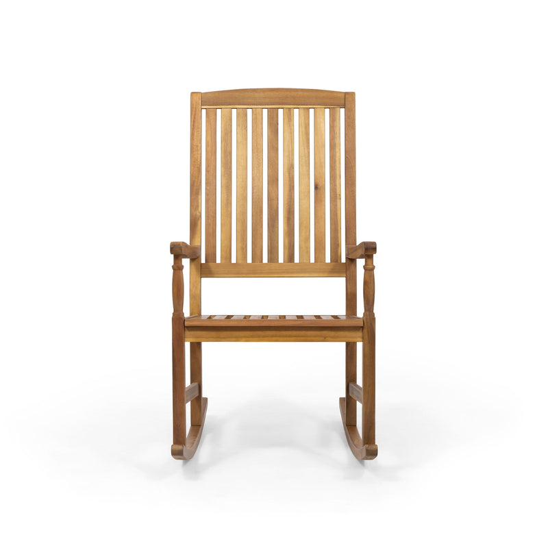 Muse - Outdoor Acacia Rocking Chair With Slat Design - Teak