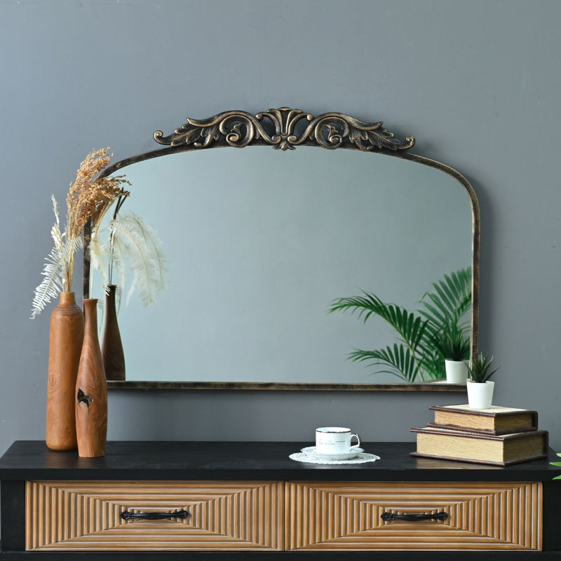 Handmade Arched Mirror, Ornate Baroque For Entryway - Antique Bronze