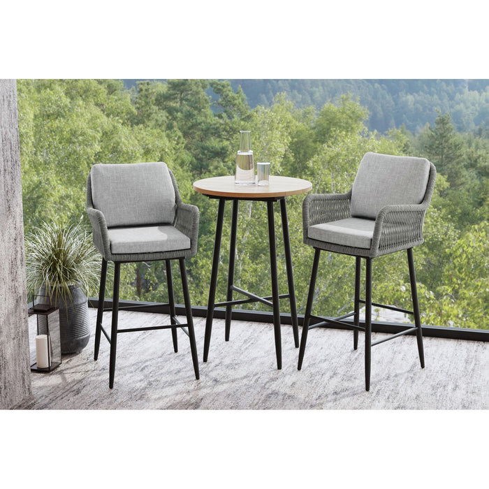 Bayhill - Fabric Barstool (Set of 2) - Black / Gray