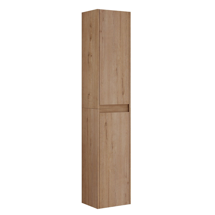 Modern Wall Mounted 30 Inch Bathroom Vanity With Resin Sink And 2 Side Cabinet - Imitative Oak