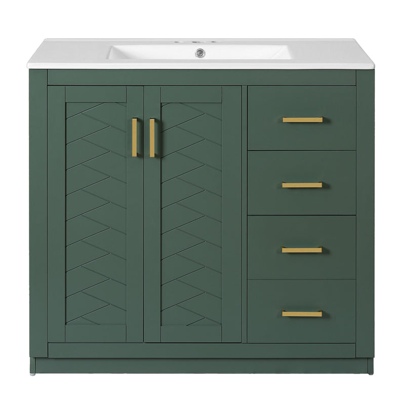 Bathroom Vanity With Sink Combo, Storage Cabinet, Freestanding Set With 3 Drawers & Soft Closing Doors