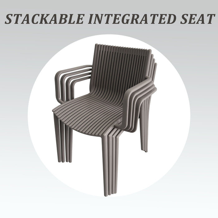 4 Modern Stackable Plastic Armchair Matched With Round Table