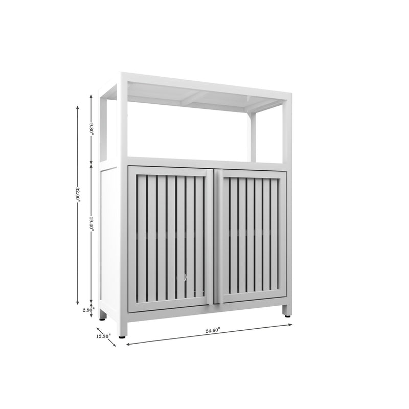Bamboo Large Capacity Storage Cabinet With Shelves For Bathroom And Living Room - White