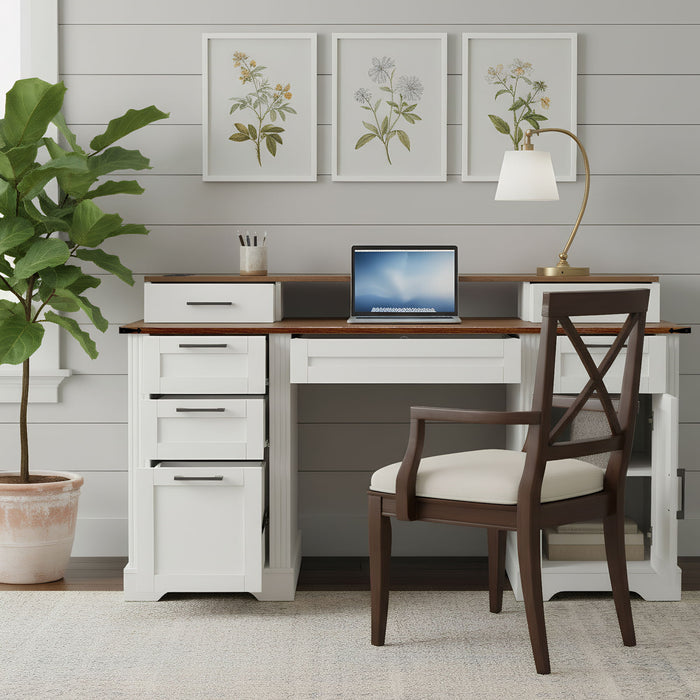 Office Desk With Charging Station & Storage Cabinet