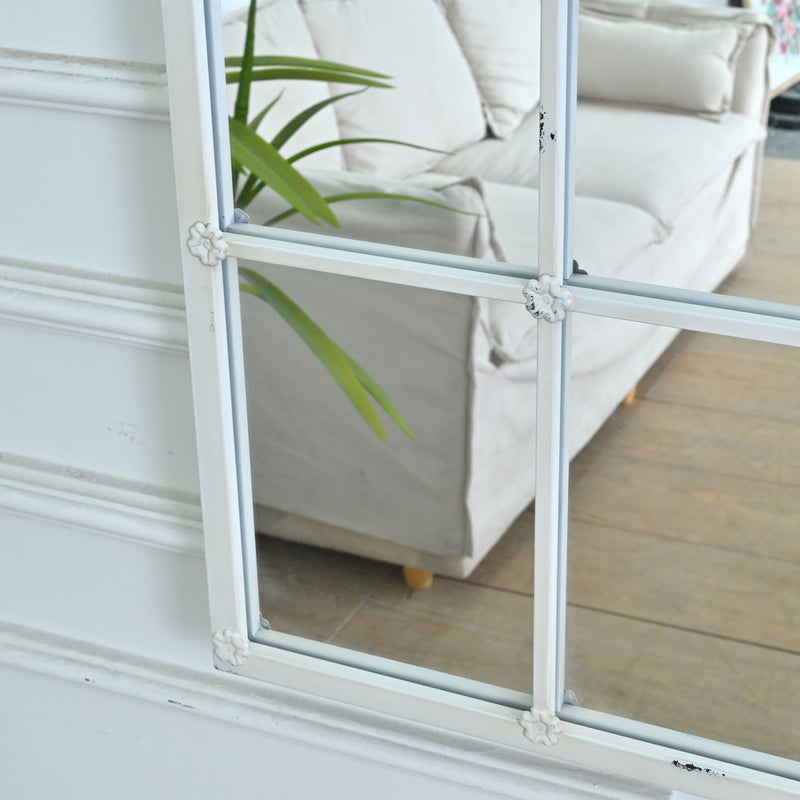 Handmade Arched Mirror, Windows Design For Entryway - White