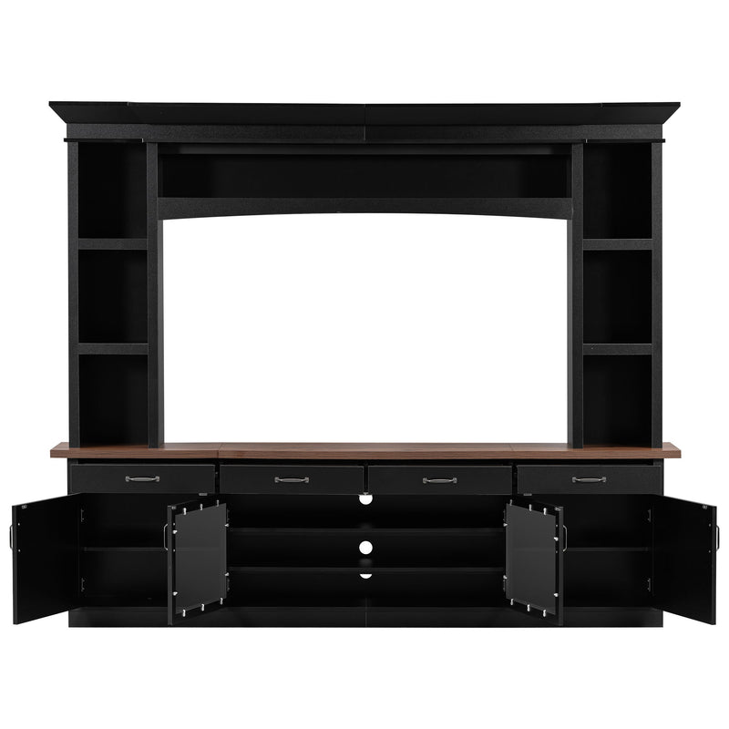Extra Long TV Stand With 7 Color LED Lights, Adjustable Shelves & Storage Cabinets