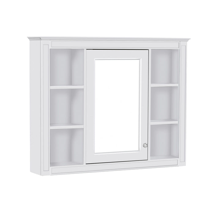 Bathroom Vanity With Mirror Cabinet, Single Sink With 2 Soft Closing Doors And 4 Drawers